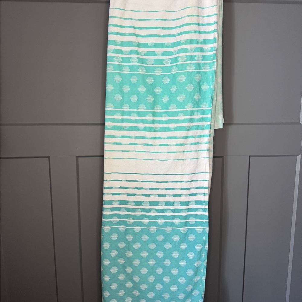 Aqua and White Striped Shower Curtain